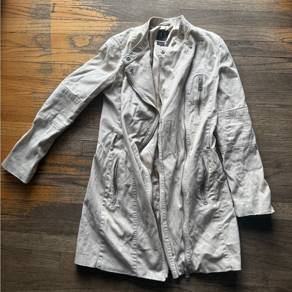 Armani Exchange Women's Trench CoatXS - Sleek Gray Lightweight Jacket